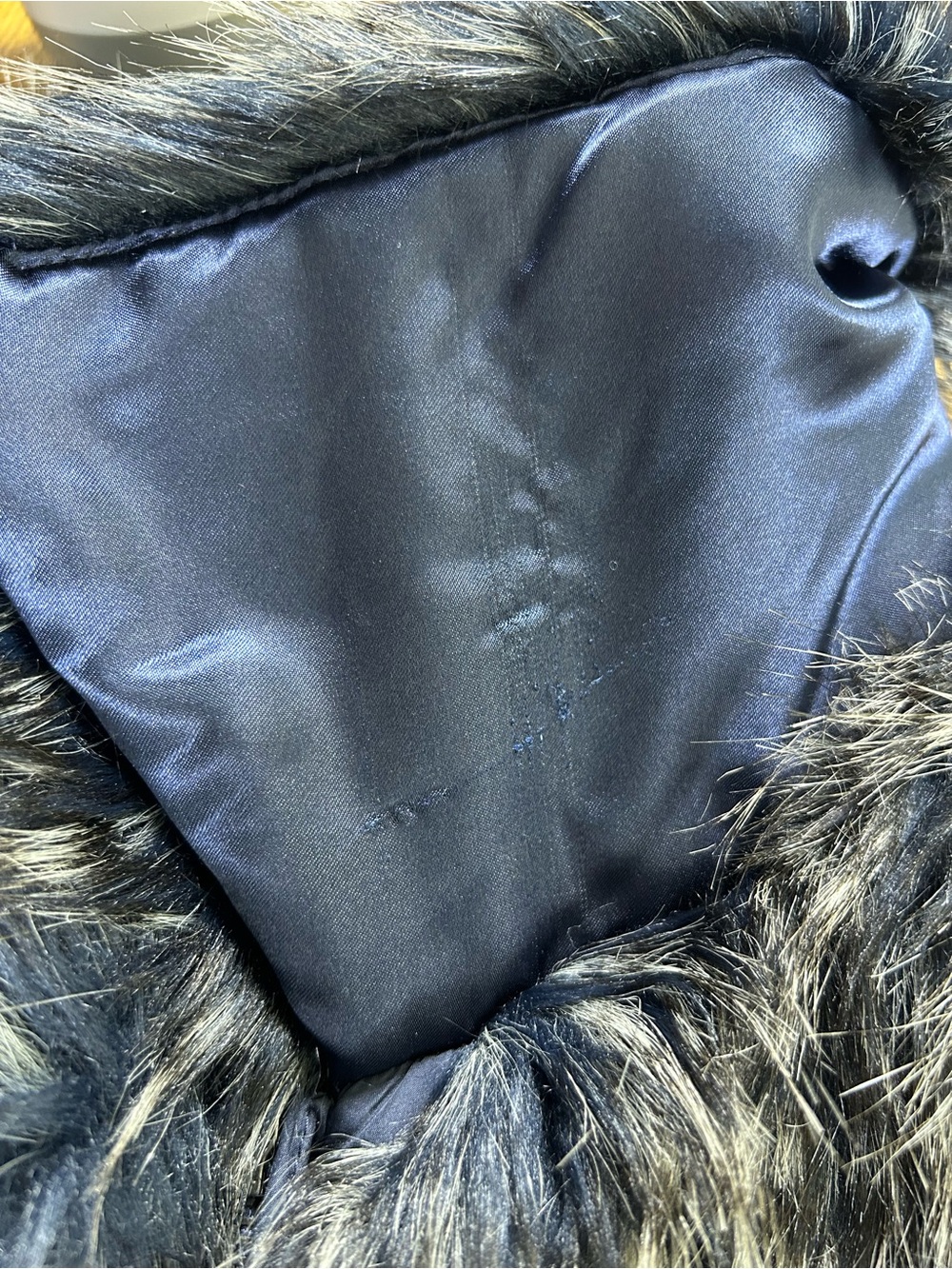SOFT SURROUNDINGS Navy Puffer Vest Faux Fur Trim Collar Full Zip Women’s Small - Picture 7 of 10